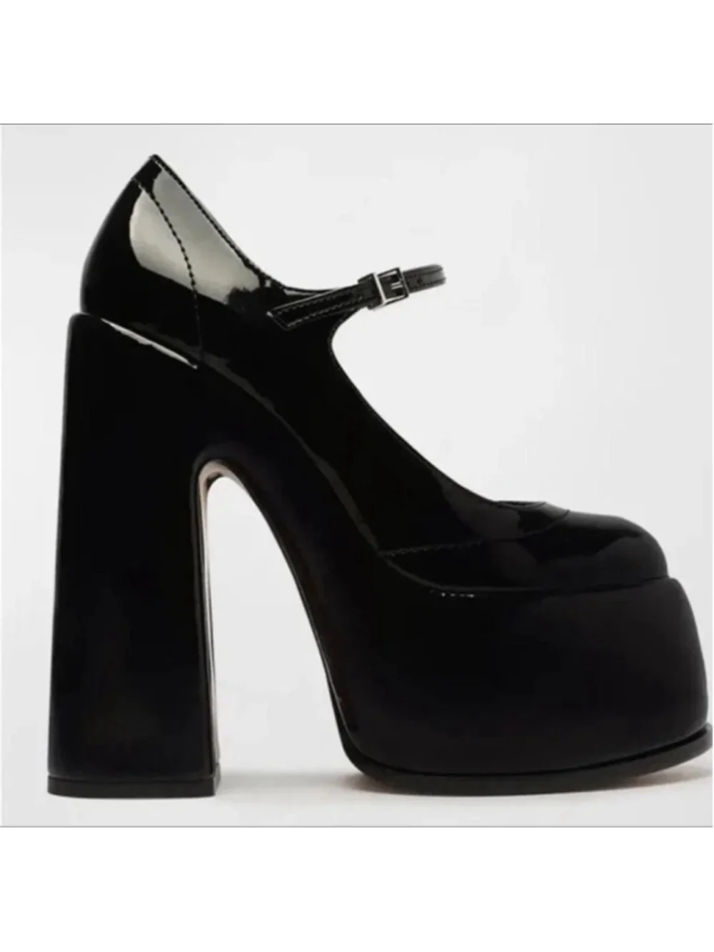 New Schutz Black Patent Leather Zayne Mary Jane Platform Pump Size 7